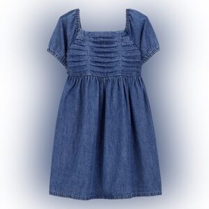🆕 OshKosh B'gosh Blue Denim Style Smocked Square-Neck Dress Size 5 (Girls)